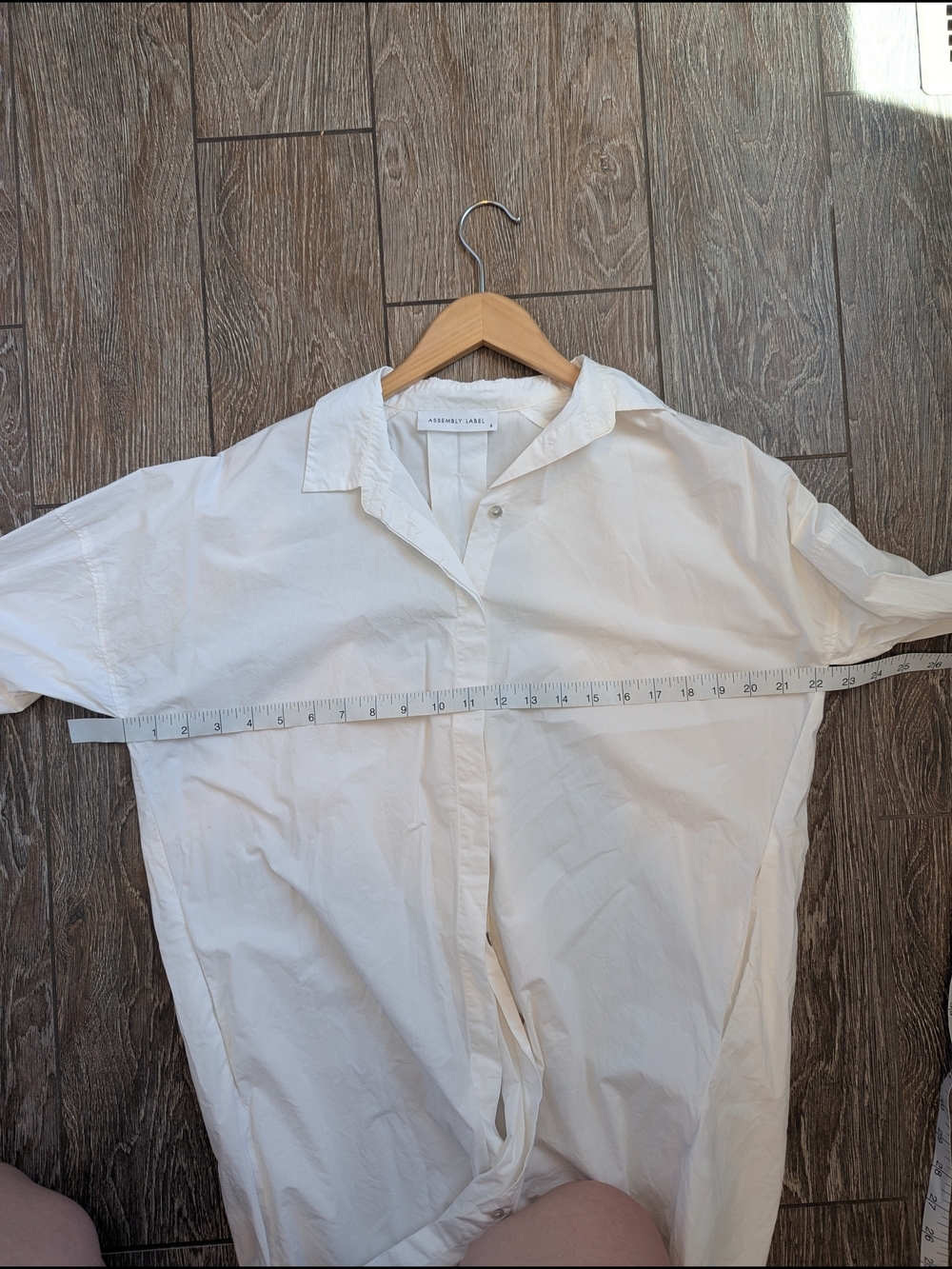 Assembly Label White Mini Shirt Dress Size 6 Small Long Sleeve Crisp - Picture 10 of 11